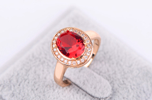2015 Trendy 18k Rose Gold Filled Ruby CZ Diamind Finger Rings For Women Man Jewelry Top
