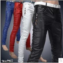Free shipping ! New Arrival fashion tight leather pants personality male slim leather pants men’s clothing PU trousers 4 colors