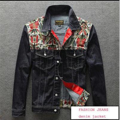 2015 New Arrival Denim Jacket Coat Cotton Popular Brand Print Casual Jackets Men Clothing Denim Jacket