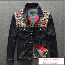 2015 New Arrival Denim Jacket Coat Cotton Popular Brand Print Casual Jackets Men Clothing Denim Jacket