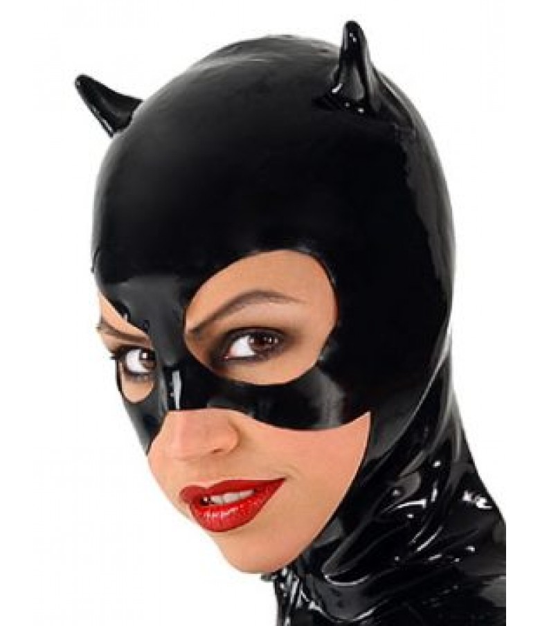 Latexinlove Sexy Black Latex Cat Hoods Mask Half Face|face half mask