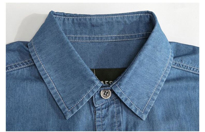 M~4XL 5XL 2015 Autumn Spring Men Denim Long Sleeve Dress Shirts Loose Cotton Brand AFS JEEP Plus Size Solid Color Camisas Shirt (5)