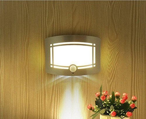 Aluminum Battery Operated IR Motion Sensor LED Wall Night Light (White)