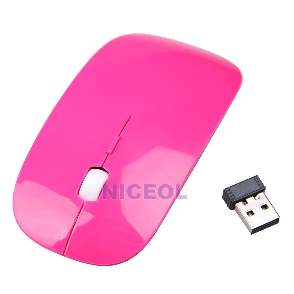 NI5L 2.4GHz Wireless Mini Ultra-thin 3D Optical Mouse for PC Laptop Pink