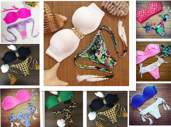 2015 Triangl bikinis Sexy Beach Swimwear swimsuit For women Swimwear Bathing Suit Push UP Bikini Brazilian