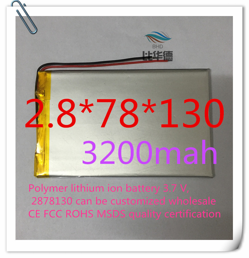 free shipping Polymer lithium ion battery 3 7 V 2878130 can be customized wholesale CE