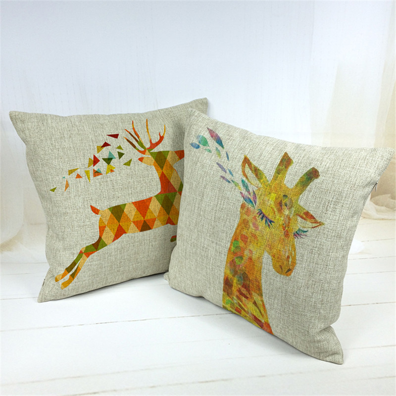 1PCS/Lot giraffe Printed Linen Cushion For Sofa Throw Pillow Chair Car Seat Pillow-in Cushion ...