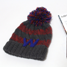 hot sell 4colours fashion Korea hit color handmade wool hat lovely autumn and winter girls knit cap thick warm letter W