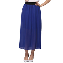 20 Color Wholesale New Women Chiffon Long Skirts Candy Color Pleated Maxi Ladies Casual Skirts Spring Summer Skirts