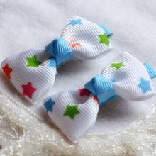 300pcs/lot Hot sale Children Mini Bow Girls Small Ribbon Hairbow Colorful Star RIbbon