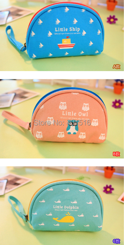 2014 New Korea Style Canvas Oval Cute Happy Family Purse / Coin Bag