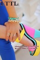 New Fashionable Multicolor Glossy Patent Leather Sandals Thick Heel Summer Platform Sandals Women Sweet Contrast Candy