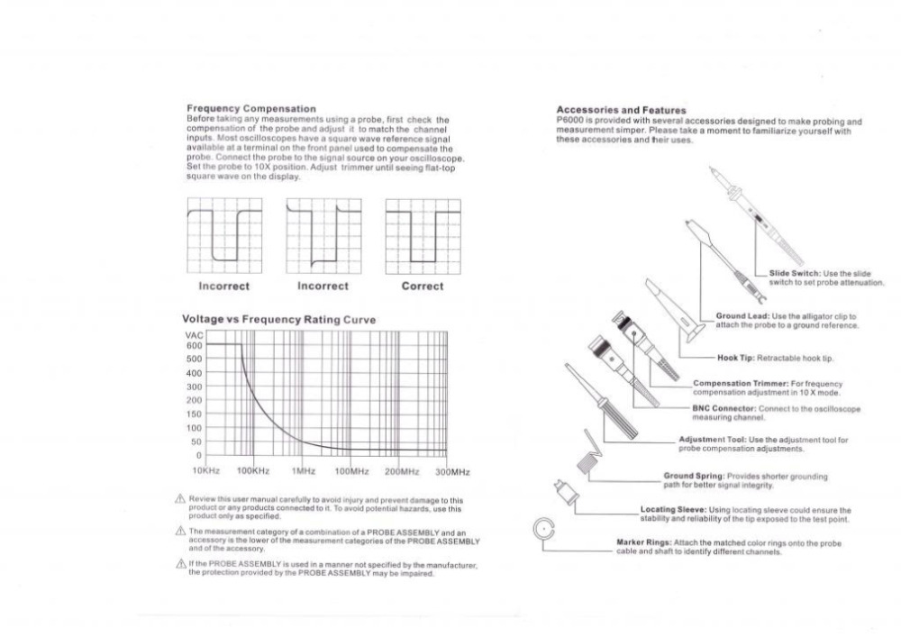1 pcs P6100 100MHz Oscilloscope Scope Clip Probe 100MHz For Tektronix for HP New Free Shipping