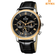 Eyki acero inoxidable vestido Dual Time diseño moda de cuarzo relojes Casual de negocios Sport hombres masculino Relogio del reloj para hombre
