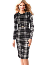 eSale Womens Autumn Elegant font b Tartan b font Check Plaid Long Sleeve Wear to Work