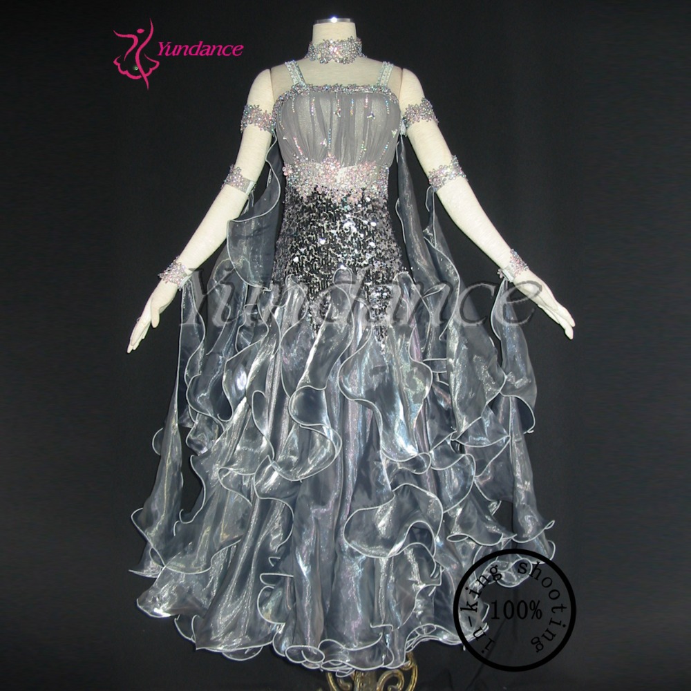 B 1154 Grey Ballroom Dance Dress/Plus Size Dancewear/Costumes Lyrical