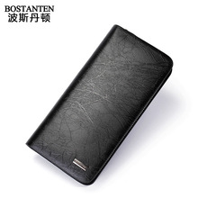 Man 100% Genuine Leather Business Purse Fashion Men’S Cowhide Clutch Bag Soft Thin Handbag Authentic Vintage Luxury Long Wallet