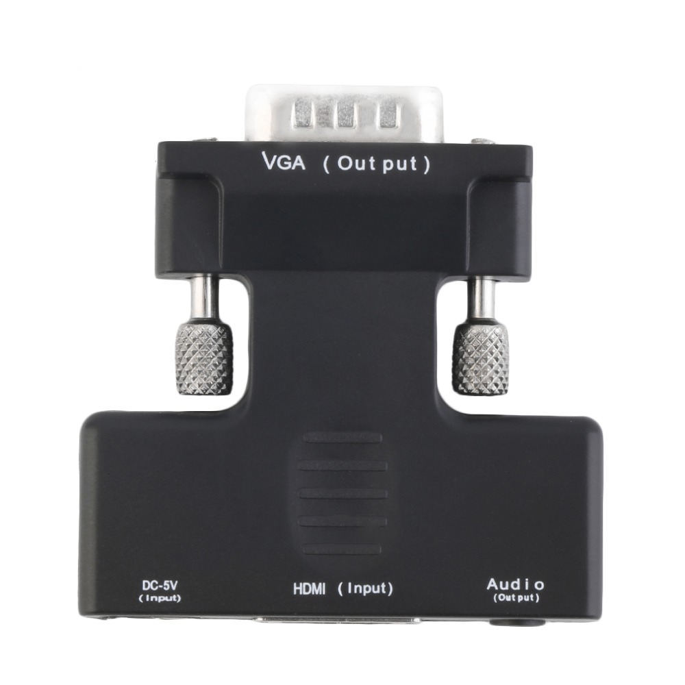 New HDMI Female to VGA Male Converter Adapter with Audio Cable Full HD 1080P Signal Output Convertor For HDTV Black & White