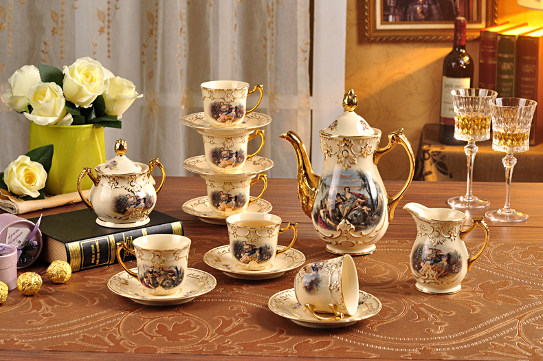 European royal style coffee set tea set ceramic coffee cup and saucer suit afternoon tea set