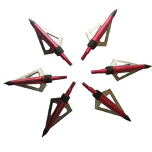 6pcs/pack Hunting Steel Archery Arrowhead Broadhead 100 Grain 3 Fixed Blades 2” Cutting Arrow For Shooting Fit Compound Bow Red