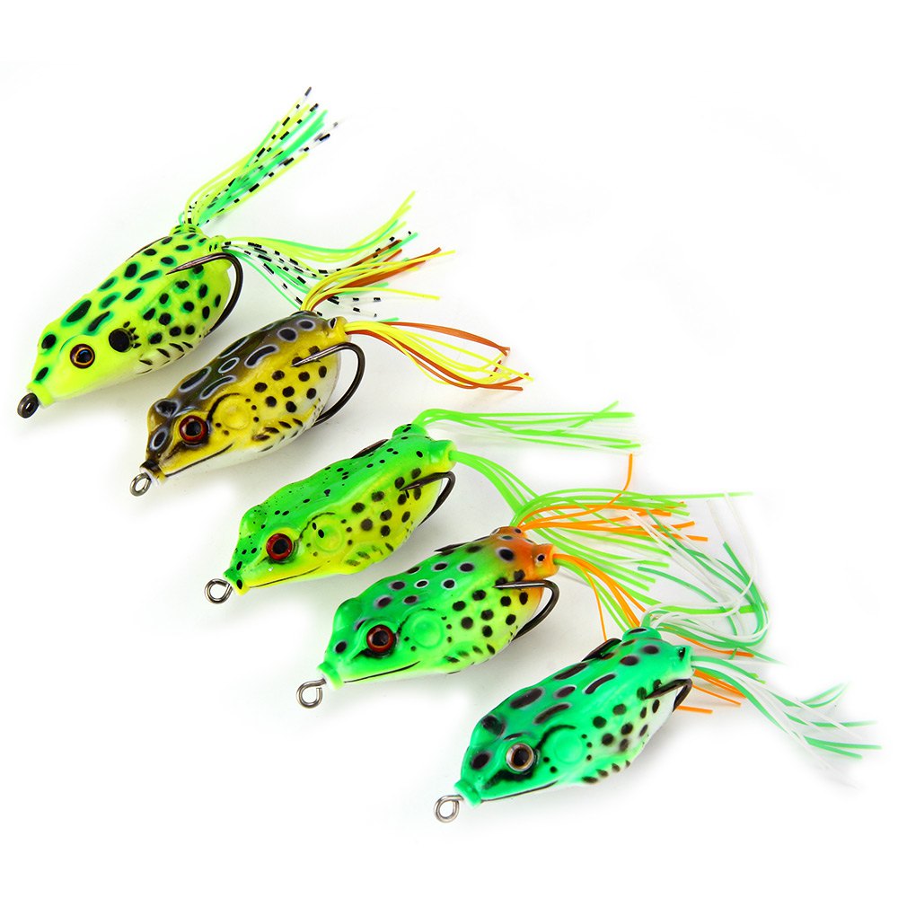 5pcs/lot HOT Sale Topwater Frog Hollow Body Soft Fishing Lures Crankbait Bass Hooks Baits Tackle 12g/5.5cm 5 Color
