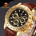 OUYAWEI Mechanical Watch Relogio Masculino Top Quality Luxury Brand Men Military Sport Automatic Watch Leather Men