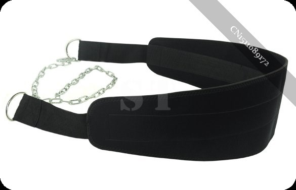 New Black Dipping Belts Weight Lifting Gym Dip Belt Mesh With Metal Chain