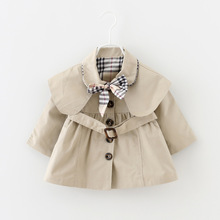 2016 new spring and autumn baby girl clothes fashion casual baby coats girls 6-24 month infant jacket outwear with belt and bow