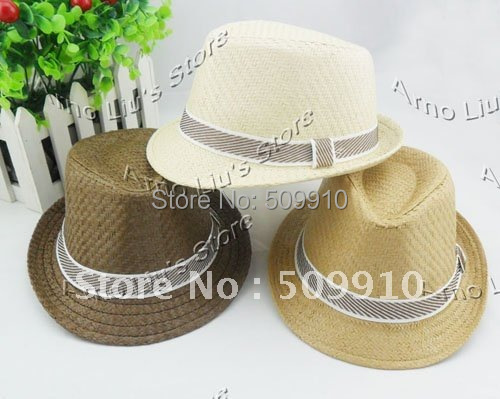 Baby Summer Cap Kids Straw Fedora Hat Baby Jazz Cap Children Straw Sun Hats 10pcs/lot Free Shipping