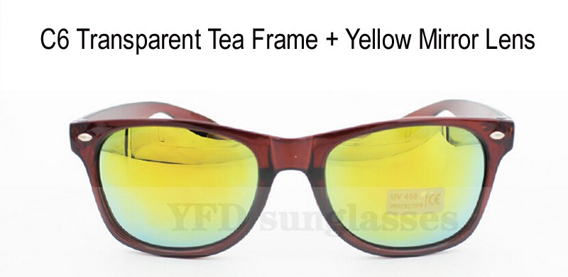 C6 clear tea frame yellow mirror lens
