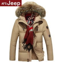 AFS JEEP 2015 mens winter solid thick white duck down parkas hooded waterproof windproof outwear jacket para baixo dos homens