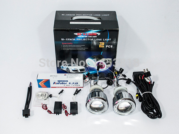 2015 NEW 2.5HQC 2.5''inch Auto HID Bixenon Lens Projector H7 H4 H1 9005 9006 8000K 6000K CCFL Car Bi-xenon kit Double Angel Eyes