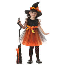 Children Kids Girls Halloween Carnival Witch Suit Costume Cosplay Party Fancy Dress with Hat Bow-knot for Girls fantasia Vestido