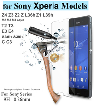 Tempered Glass Screen Protector For Sony Xperia Z Z1 Z2 Z3 mini Compact T2 M2 Ultra-thin 0.26mm Protective Film + Cleaning Kit