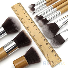 11Pcs Wood Handle Makeup Cosmetic Eyeshadow Foundation Concealer Brush Set brushes 02Q6 4C48