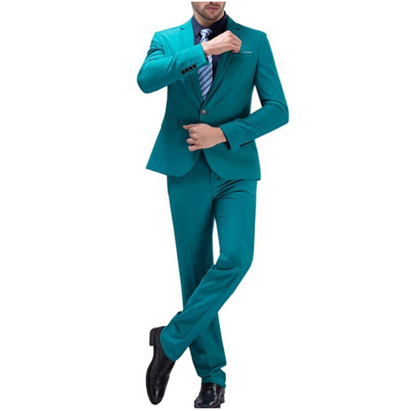 5.1Fashionable man green suit collar incision two grain of buckle is suit to the party to wear a suit (jacket and trousers) wq008