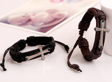 2016 Fashion Leather Bracelets For Man Women Fashion Jewelry Accessories Cross Bracelets Free Size Men s
