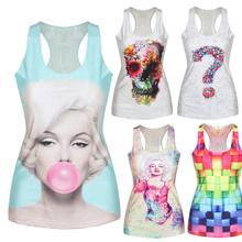 Women Multi Color Gothic Punk Clubwear T Shirt Print Tank Top Vest Blouse