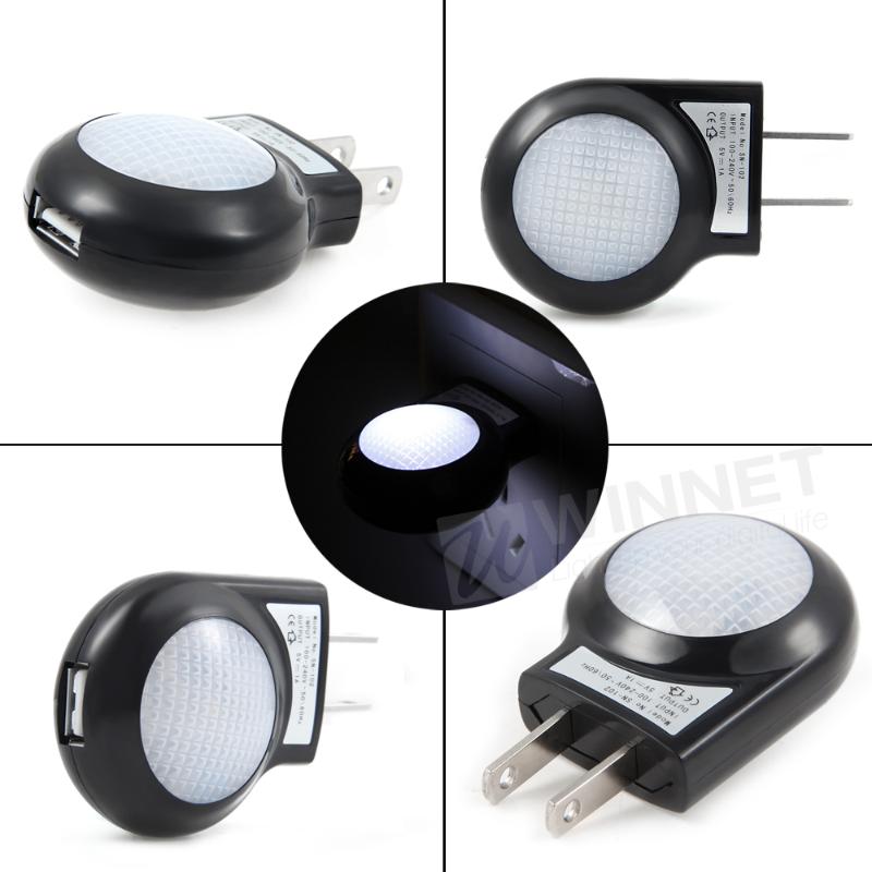 CroLED 2X Intelligent LED USB Multifunction Night Light 0.7W for Home Baby Indoor Black