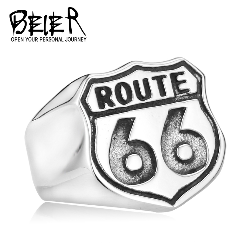 Stainless Steel USA Biker Road ROUTE 66 Ring For Men Motor Biker Men s Jewelry BR8