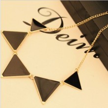 Free shipping 10 2015 New Fashion Punk Pink Green Blue Oil Triangle Multicolour Necklace Jewelry N085