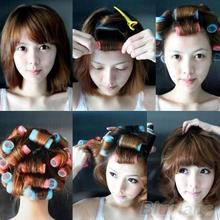 2016 Hot 6pcs/set Grip Cling Hair Styling Roller Curler Hairdressing tool Soft DIY 7 Sizes 02U4 2TR1 7D42 8M57