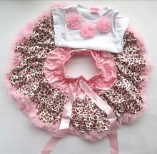 2016 Baby Outfits Girl Kids Flowers Top And Skirt Set Leopard Tutu Dress 2 Pieces