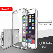 High Quality Luxury Case For iPhone 5 5S 6 6S plus mobile phone cover of efficient anti-shock Ultra-thin Transparent PC TPU case