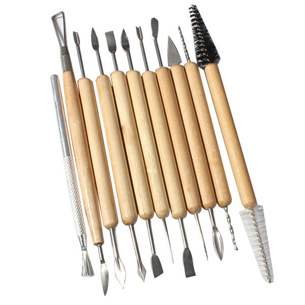 11 pcs Wood and Metal Pottery Clay Carving Tools Sets Paint Wood ...