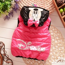 On Sale! Baby girls Minnie Mouse winter jacket Retail new 2015 Kids cartoon warm Vest children thick coat 3colors