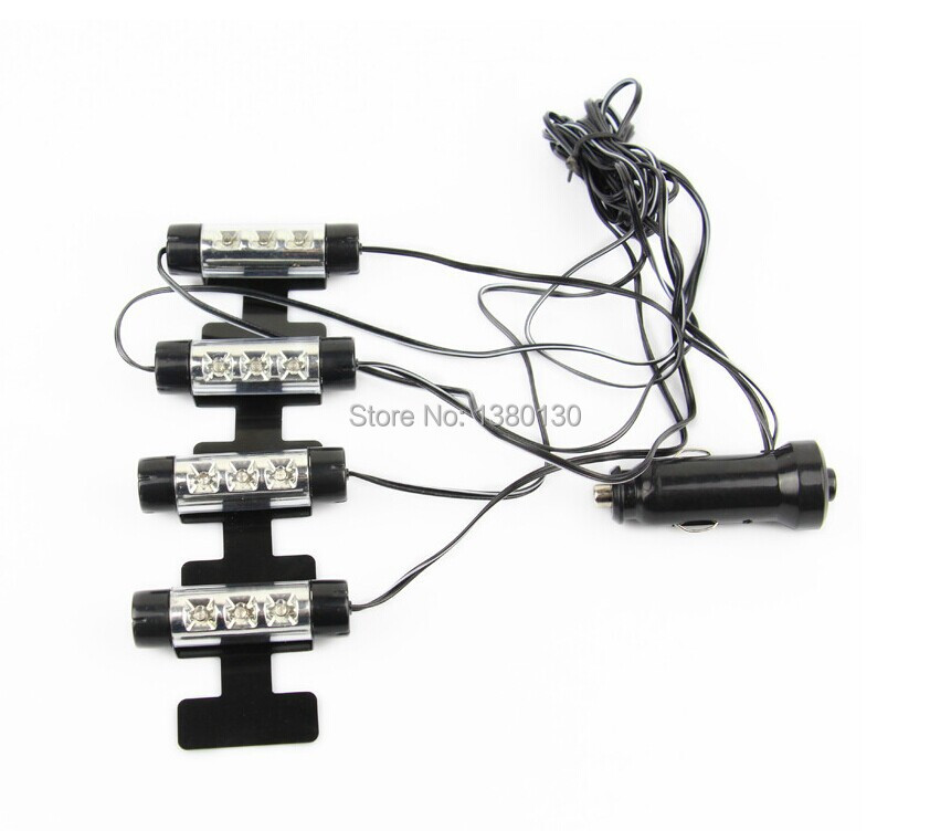 New 4x 3LED Blue Car Charge interior accessories foot car decorative 4in1 lights daytime running light