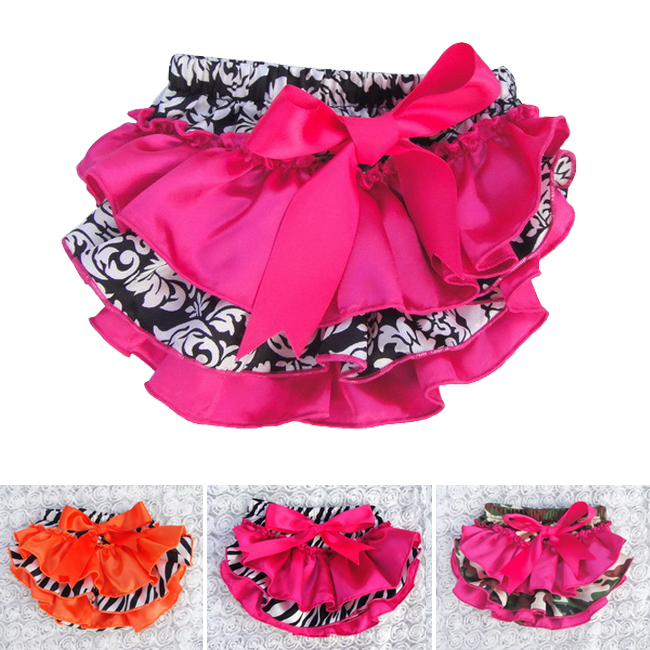 Retail Newborn Baby Girls Underwear With Bow Multilayer Panties Baby Ruffle Bloomer Zebra toddler Shorts baby diaper cover