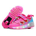 2016 New summer Breathable Child Heelys Mesh Shoes Sneakers With Wheels Girls Boy LED Light Wheelys