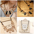New Women Design Fashion Beads Enamel Bib Leather Braided Rope Chain Golden Necklaces pendants